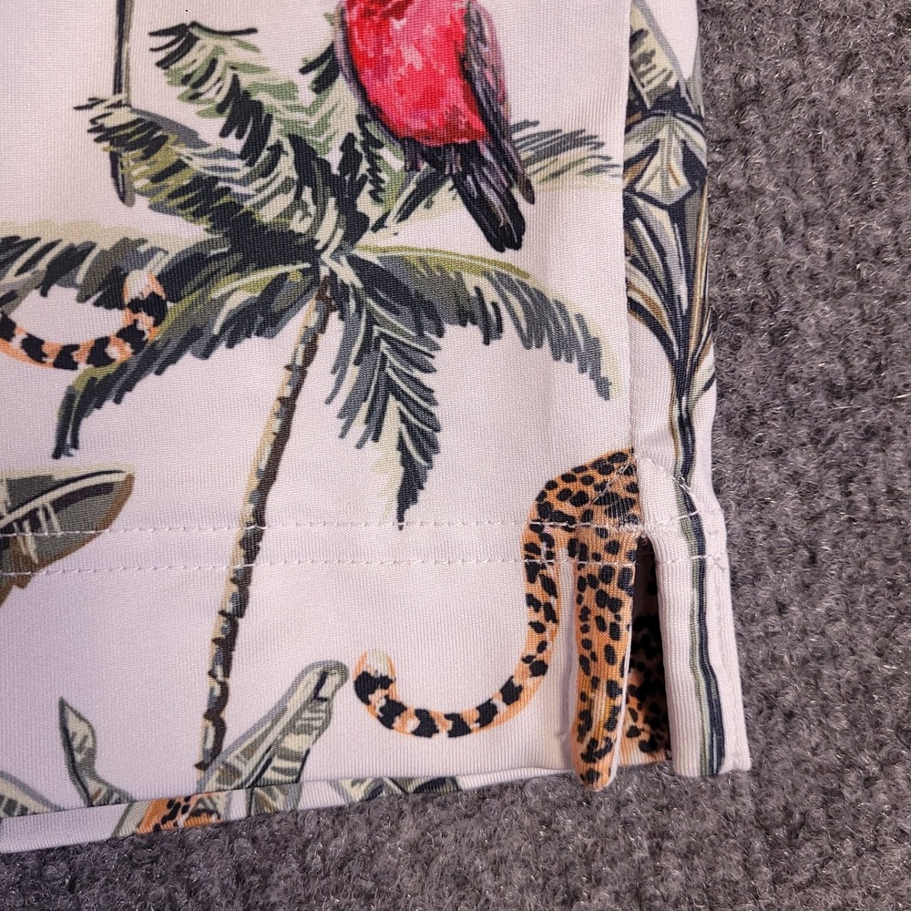 Deolax Men's XXL Golf Polo Shirt Bird Leopard Tropical Print Stretch - Picture 6 of 11